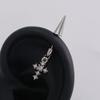 Spike Cone Barbell Piercing Ear Stud with Sparkling Stone Cross Pendant Gothic Cool Unisex Cartilage Ear Jewelry for Daily Street Style Matching