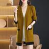 New women's medium and long v-neck sweater jacket autumn and winter new thin fashion knitted cardigan shawl
