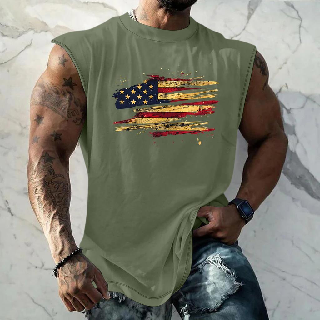 Men's Fitness Exercise Slimming Printed Waistcoat And Vest, Men's I-shaped Wide Shoulder And Back Center