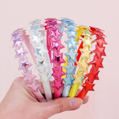 1PZ Fasce per Capelli a Stella in PU per Bambine Fasce a Forma di Stella per Bambine Fasce in Raso per Bambine Copricapo Bambini Accessori per Capelli Bambini