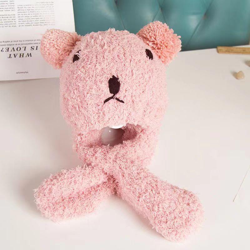 

Baby Beanie Cute Baby Super Cute Hat Children s Knitted Ear Protection Hat One Size розовый