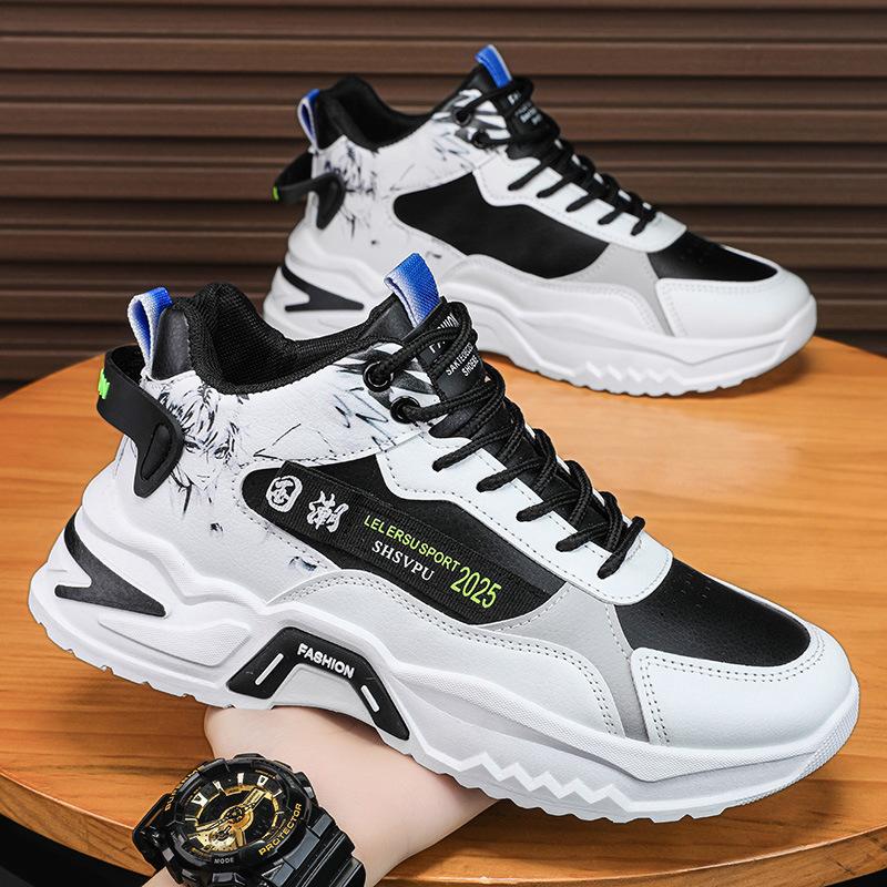 Autumn Men's Shoes 2025 New Youth Leisure Sports Platform Running Height Increase Wear-resistant Students Middle Help Dad Shoes
