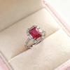 Deluxe Jewelry Cultivated Ruby Ring For Women, Classic Fashion 7 * 9 Rectangle Emerald Ring