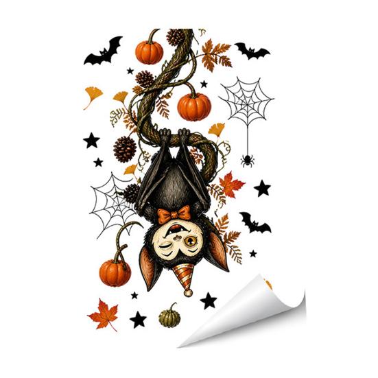 Black Cat Window Art Halloween Static Sticker, Ghost Castle Print Decals, Waterproof Wall Murals PVC Cling for Home Holiday Party Supplies