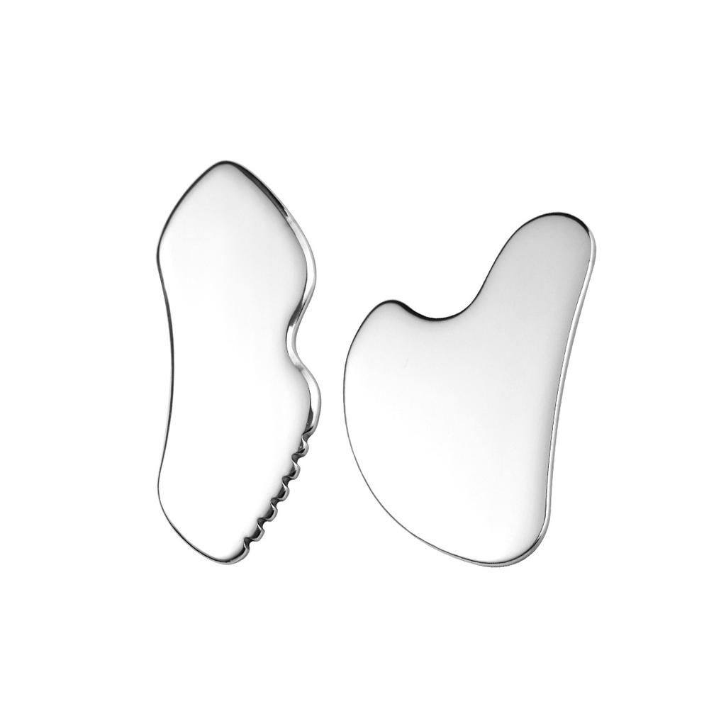 Face Skin Care Tools Set Large Size Stainless Steel Gear Lip Shape Scraping Board Body Neck Eye Wrinkle Removal Firming Massager