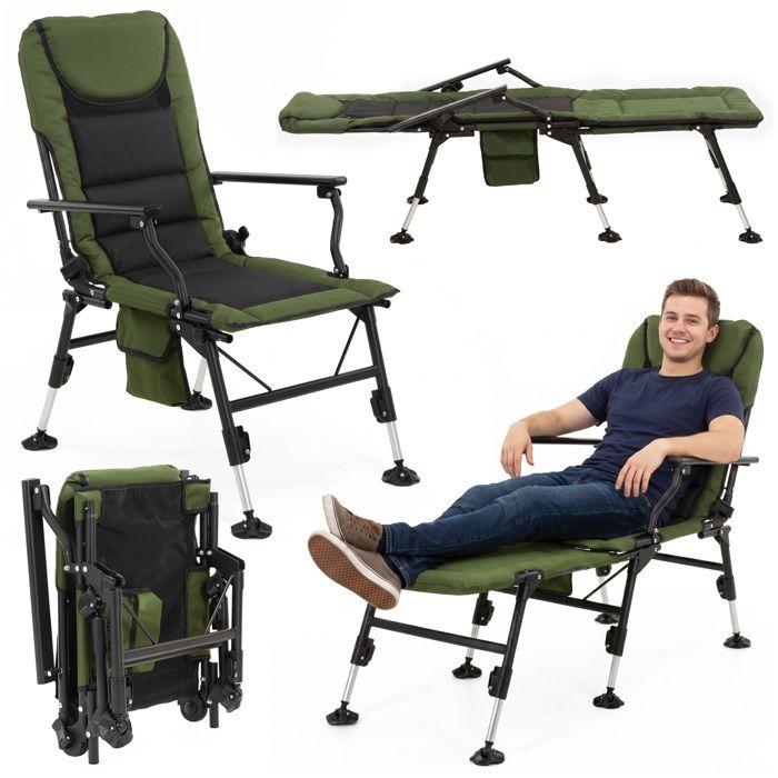 Springos 2-in-1 Folding Chair – Fishing, Camping, Lounger, 140 Kg, 5 Positions, with Footrest