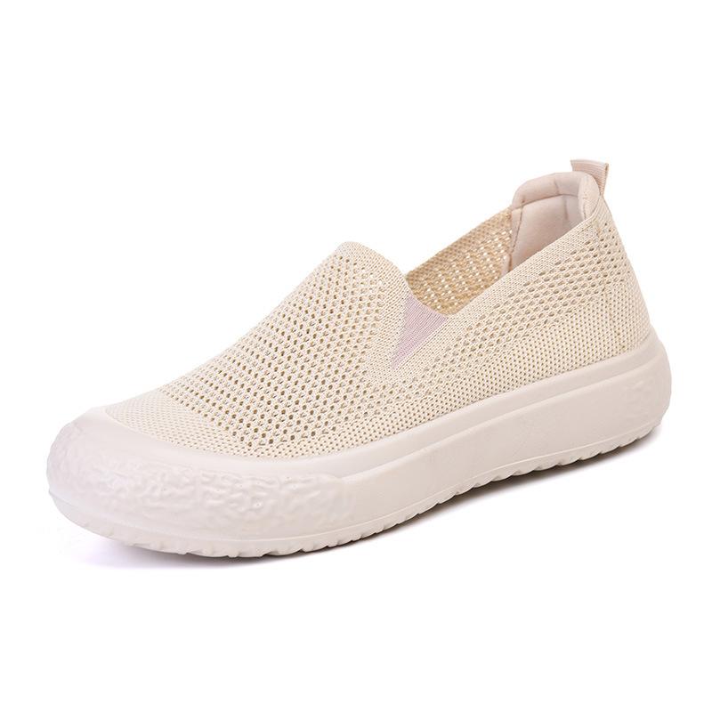 Sommer alte Peking Stoffschuhe Damen neue atmungsaktive Fly-Woven Mesh weichsohlige Slipper flachsohlige lässige und bequeme Mutterschuhe