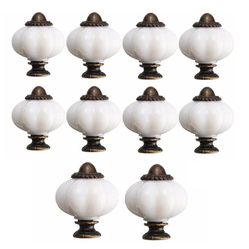 10pcs Pumpkin Knobs Set Cabinet Drawer Cupboard Furniture Door Pull Handle White