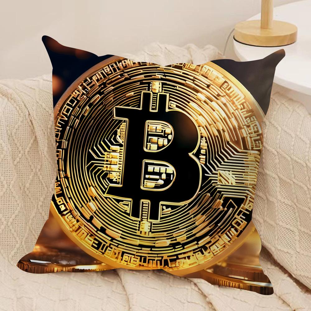 Cool Bitcoin Fashion Luxury Cushion Cover Silky Short Plush Invisible Zipper Dustproof Sofa Pillow Case For Home Decor