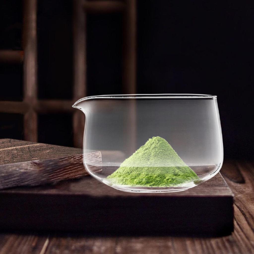 Klare Glasschale für Matcha-Teezeremonie, Handgefertigte Chawan Grün
