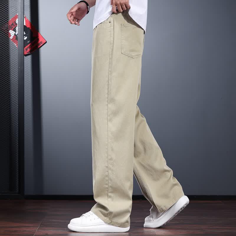 Men's Lyocell Blend Loose Straight-Leg Casual Pants