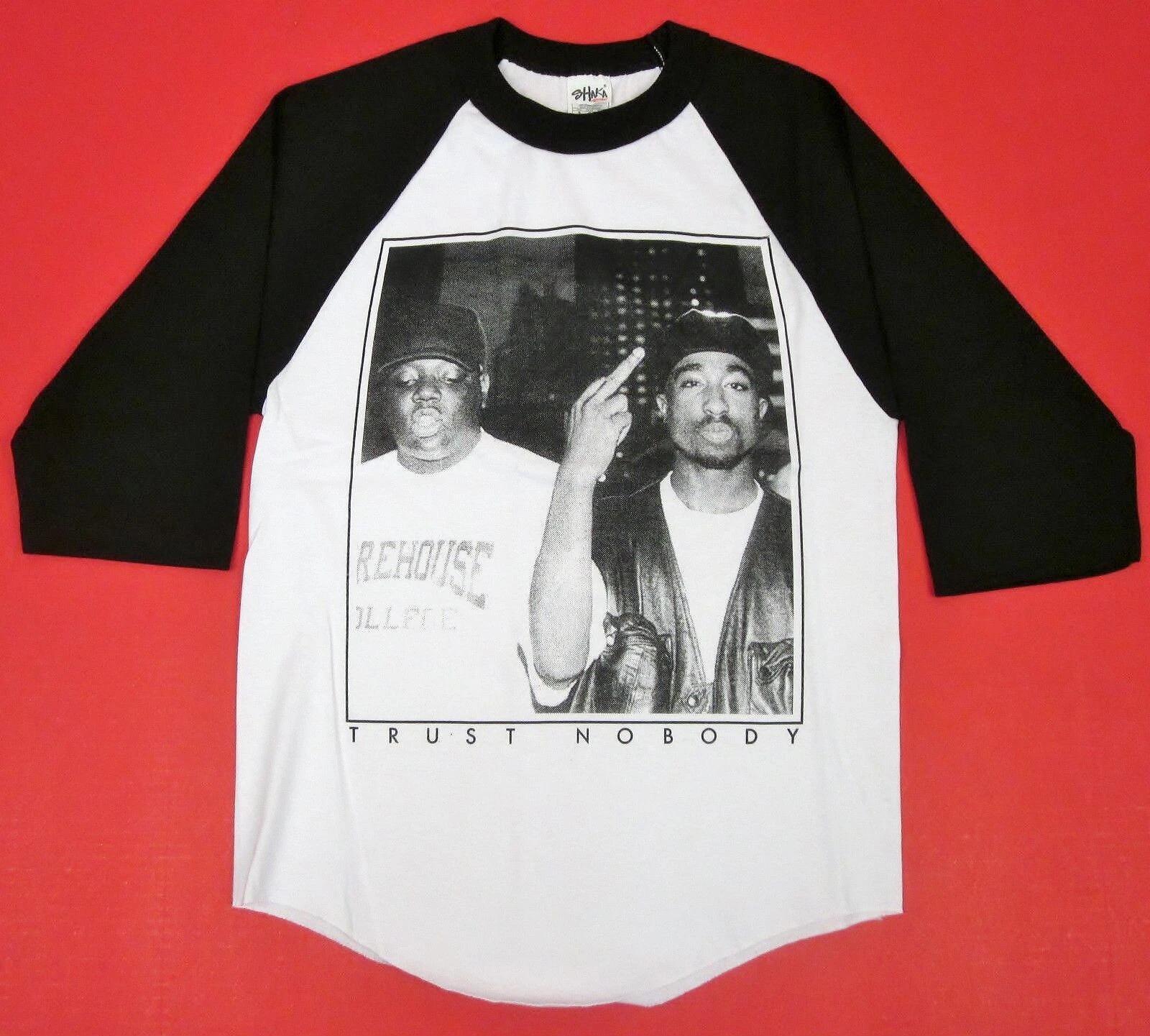 TUPAC BIGGIE TRUST NOBODY Raglan T-shirt NOTORIOUS B.I.G 2PAC 3/4Sleeve Men s XXXXL