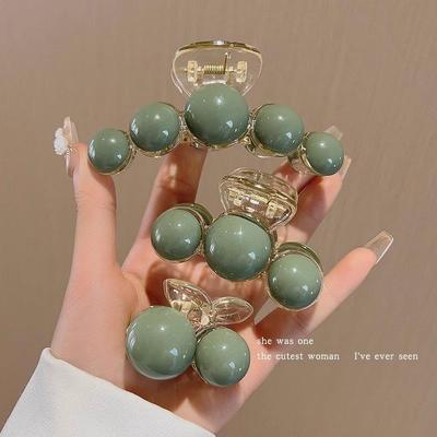 Korean Minimalist Pearl Claw Clip - Shark Style for Frizzy Hair & Bangs