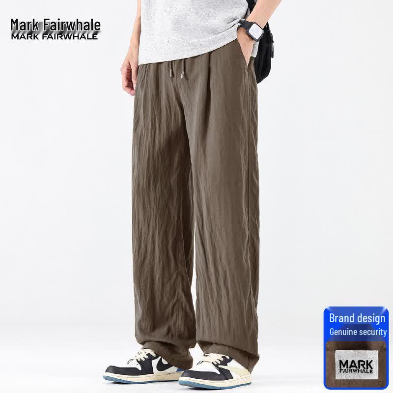 Mark Fairwhale Men's Lyocell Linen Straight Wide-leg Casual Pants