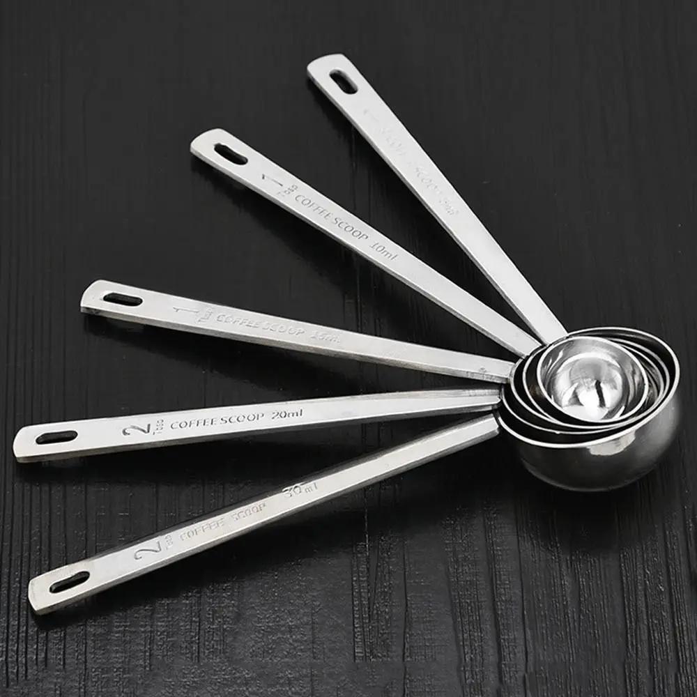 High-quality Stainless Steel Measuring Spoon Blending 5/10/15/20/30ML Coffee Scoop Thicken Powder Spoon Coffee