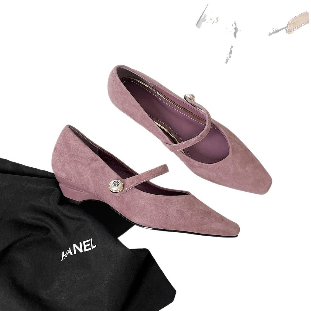 Spot~ French pointed tip with Mary Jane shoes for women's 2025 new autumn shallow mouth with skirt single shoes for women