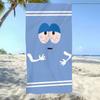 Funny Cartoon Face Beach Towel Flat Print Red Eyes Purple Microfiber Bath Towel for Travel Pool Outdoor Vacation Humor Gift