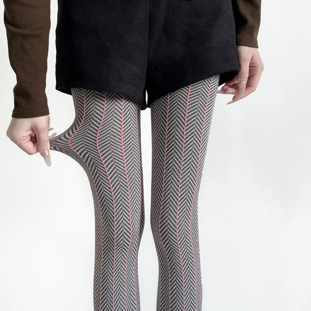 Women Tights Color Matching Striped Thigh High Stockings Pantyhose Lingerie Sexy Slim Stockings Tight Pantyhose Knitted Leggings