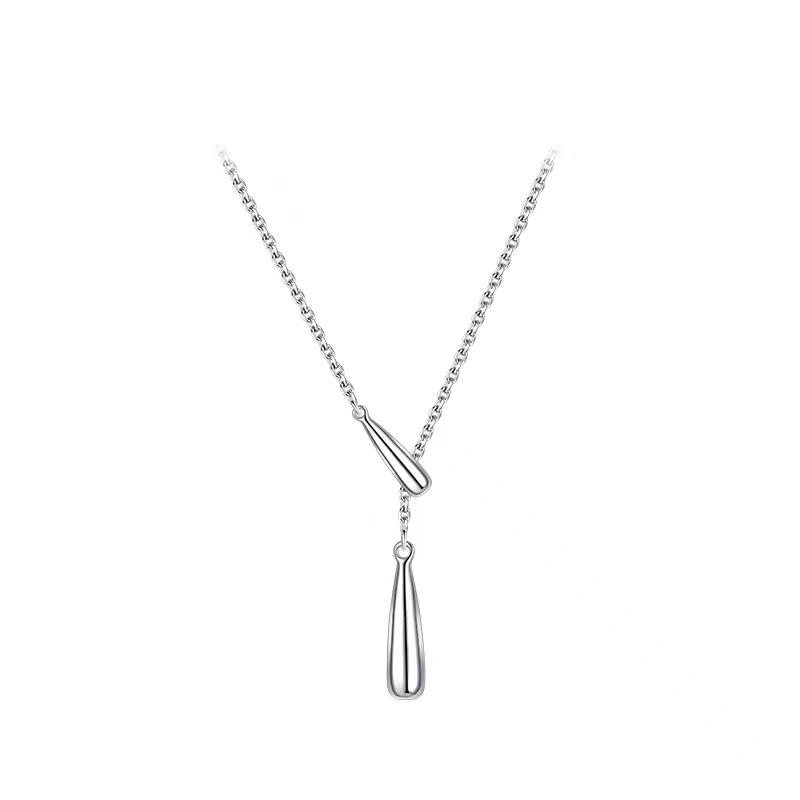New 925 Sterling Silver Necklace Simple Style Geometric Shape Pendant Women CHoker Birthday Gift Exquisite Jewelry