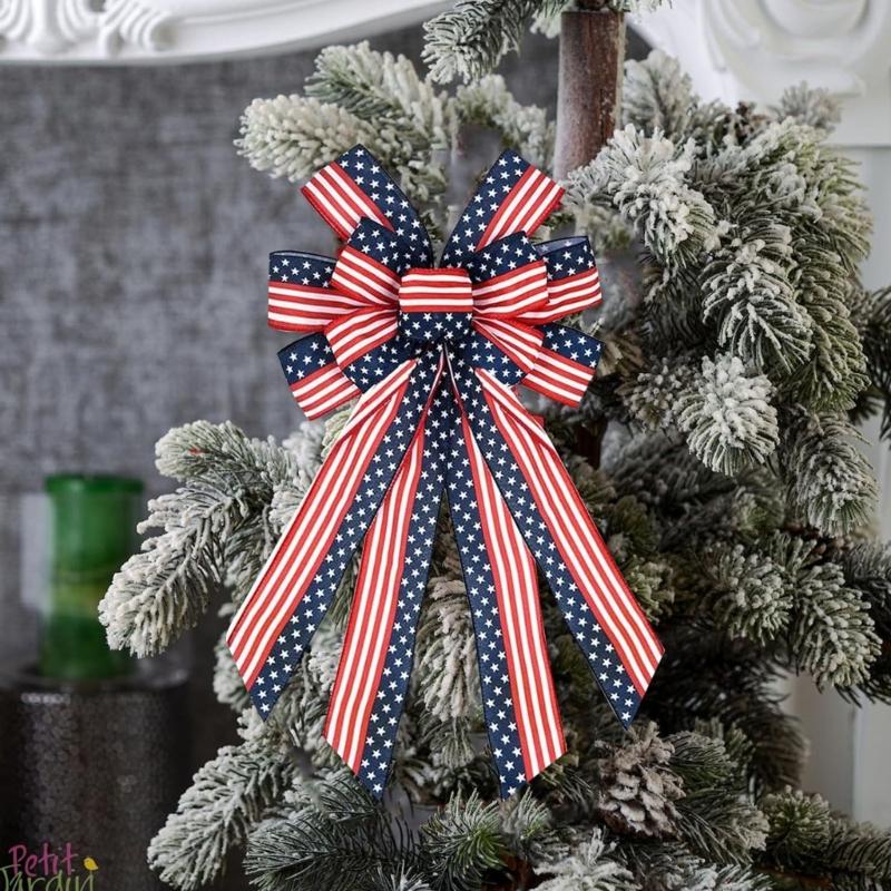 Festival Patriotic Ribbon Bows Handmade DIY Craft Decorative Bowknot For Independence Day Home Party Decoration