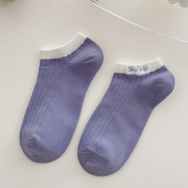 Damen Sommer Dünne Baumwollsocken, Kurze Socken, Niedrig geschnittene Socken, Gesticktes Herz, Süße und Niedliche Socken