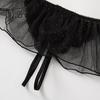 Women Thong Mesh Lace Bow Decor Spaghetti Strap Open Crotch Solid Color Low Waist Seductive Elastic Hot Lady G String Panties Underwear
