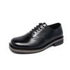 Fashion Retro Black Thick Bottom Large Head Men's Shoes Wedding Business Casual Lace Up Loafers Round Toe Leather Shoes for Men