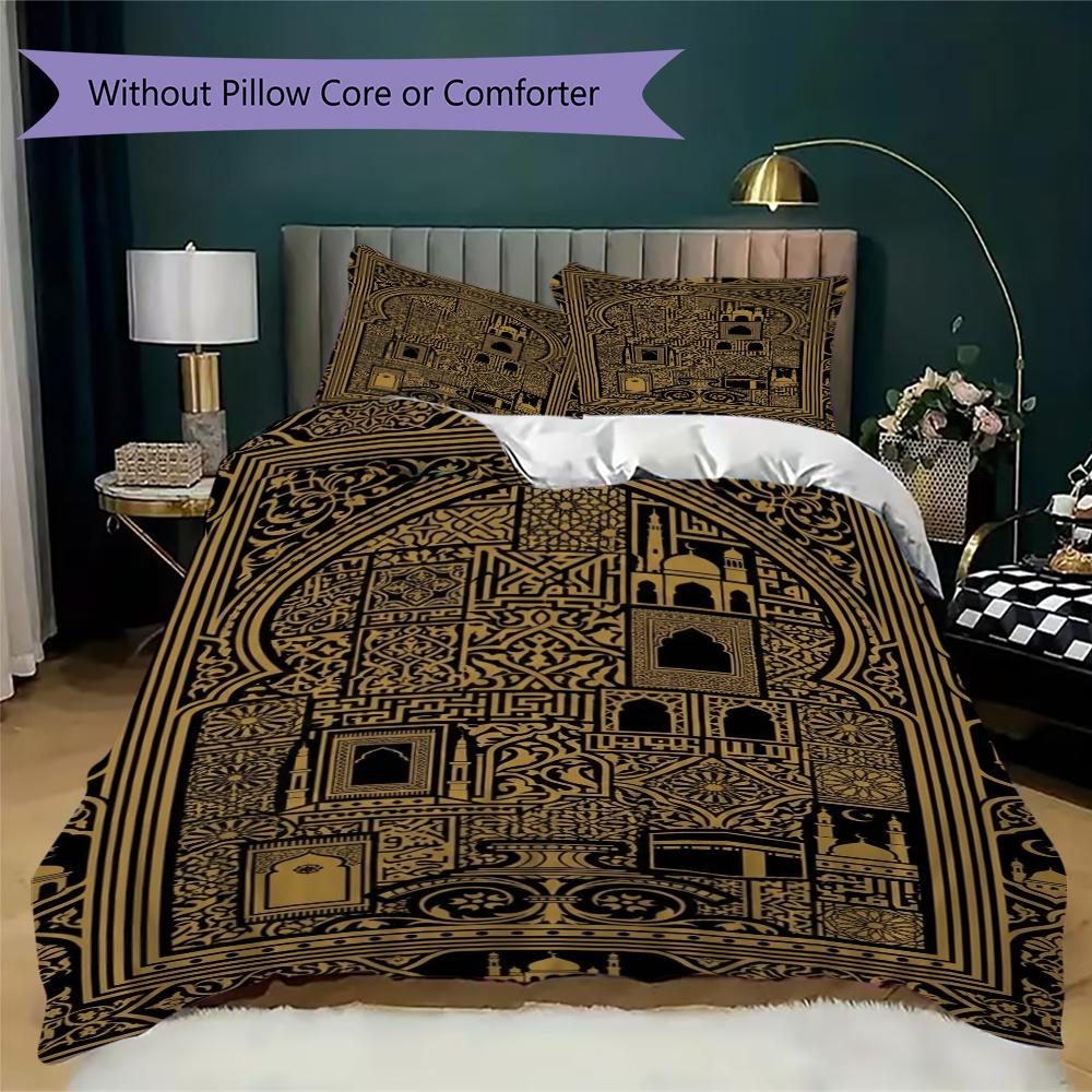 Muslim Pattern Bedding uilt Set uilt Cover Pillowcase Home Decoration Birthday Gift (1 * duvet cover + 2 * pillowcase  without core)127