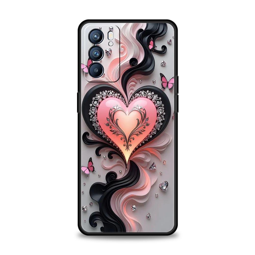 Colored Love Heart Printed Phone Case For Oppo Reno 13 12 11 10 7 F Find X5 X6 A98 A80 A79 A78 A57 A54 A31 A17 Pro 5G Soft TPU