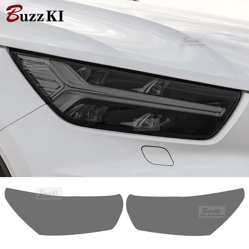 For Volvo XC40 2018-On 2 Pcs Car Headlight Protective Film Front Light Transparent Smoke Black TPU Sticker Accessories