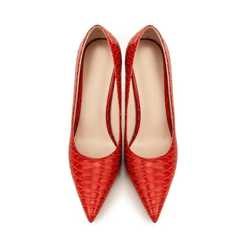 Fashion Fashion Pointed Stone Patterned Women's High-heeled Shoes Spring Autumn European American High Heels Single Shoes Size36-46