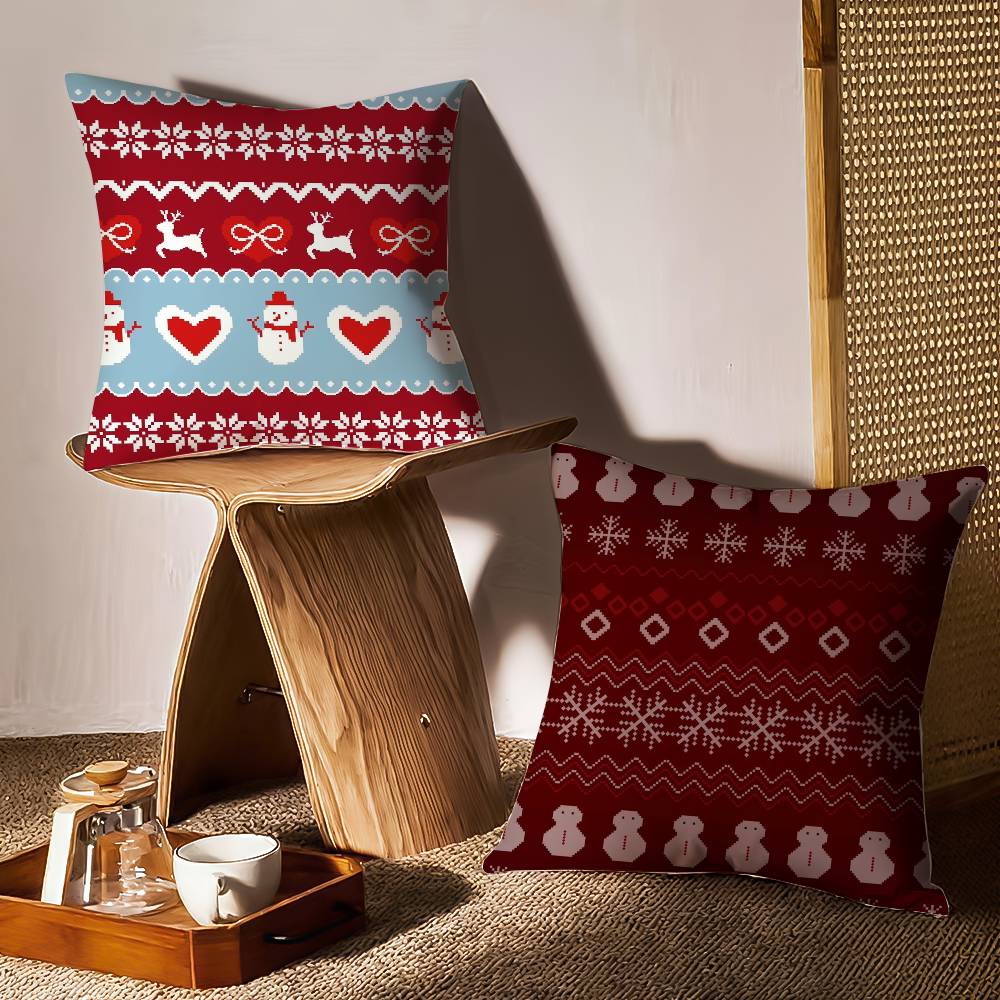 Christmas Spirit Pillow Case Sofa and Living Room Decorative Cushion Covers Dust-proof and Mite-proof Invisible Zipper