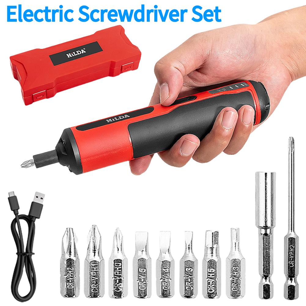 Electric Screwdriver Sets with LED Lights Motorized Screwdriver Extension Rod Battery Powered Screwdriver Kit for Home Car