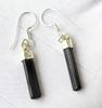 Natural Raw Black Tourmaline Gemstone 925 Sterling Silver Earring, Gift Earring