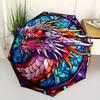Stained Dragon Wall Art: Vibrant Fantasy DecorUmbrella, Portable 3-Fold Compact Umbrella,Christmas Gift ES476