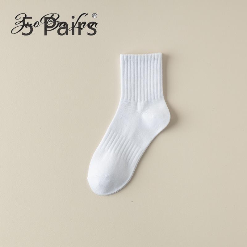 5 Pairs of Pure Cotton Sweat-absorbing and Odor Proof Basketball Mid Length Socks for Women In Summer