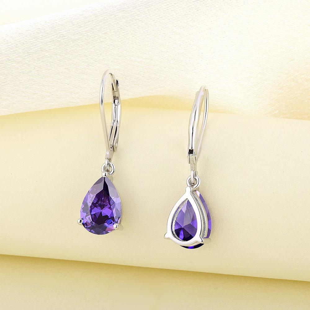 Copper Inlaid Zircon Teardrop Earrings, 925 Sterling Silver, European American Fashion, Women's Gift