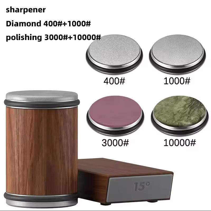 Portable Knife Sharpener Magnetic Knife Holder Diamond Sharpening Stone Kit 15 and 20 Degrees Angle Roller Kitchen Accessory
