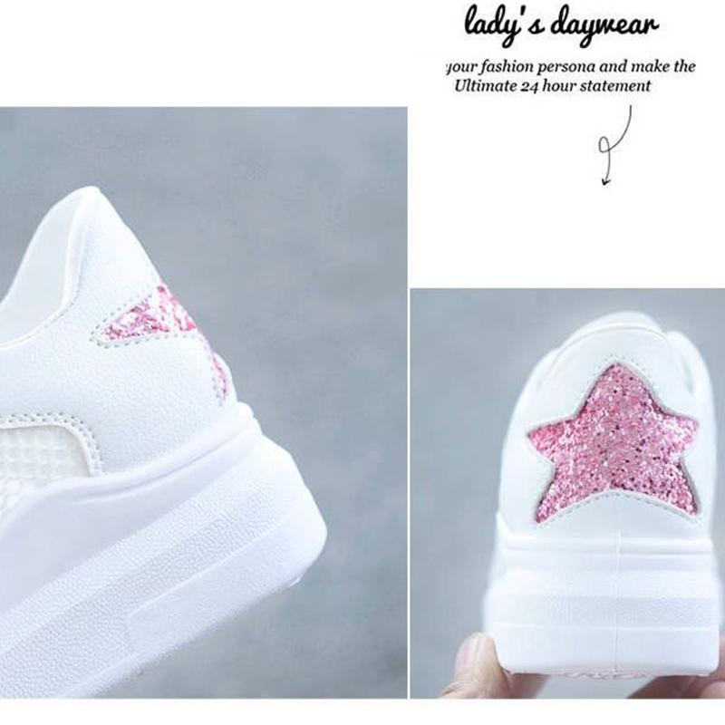 Prodyšné bílé boty Dámské Hollow Out Sportovní boty se síťovinou pro všechny zápasy Dámské Prodyšné Síťované Dámské Boty Ploché plátěné boty