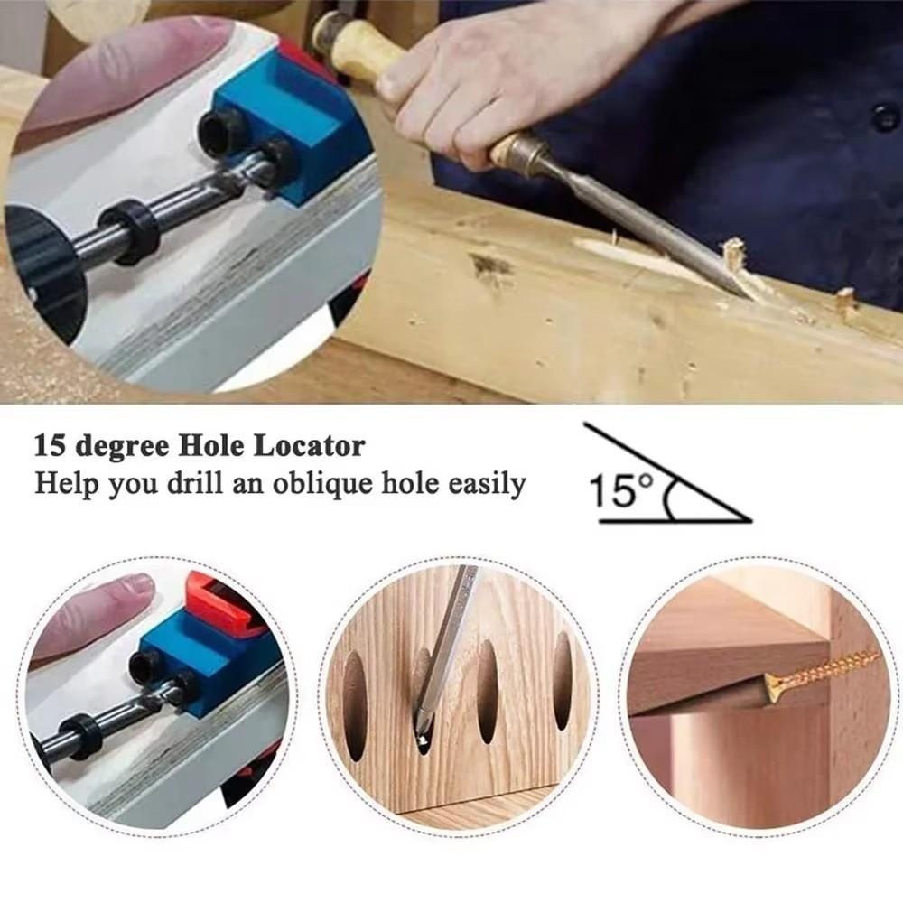 7/14/15Pcs Metal Pocket Hole Jig Kit 15 Degree Angle Drill Guide Set  Woodworking Tools