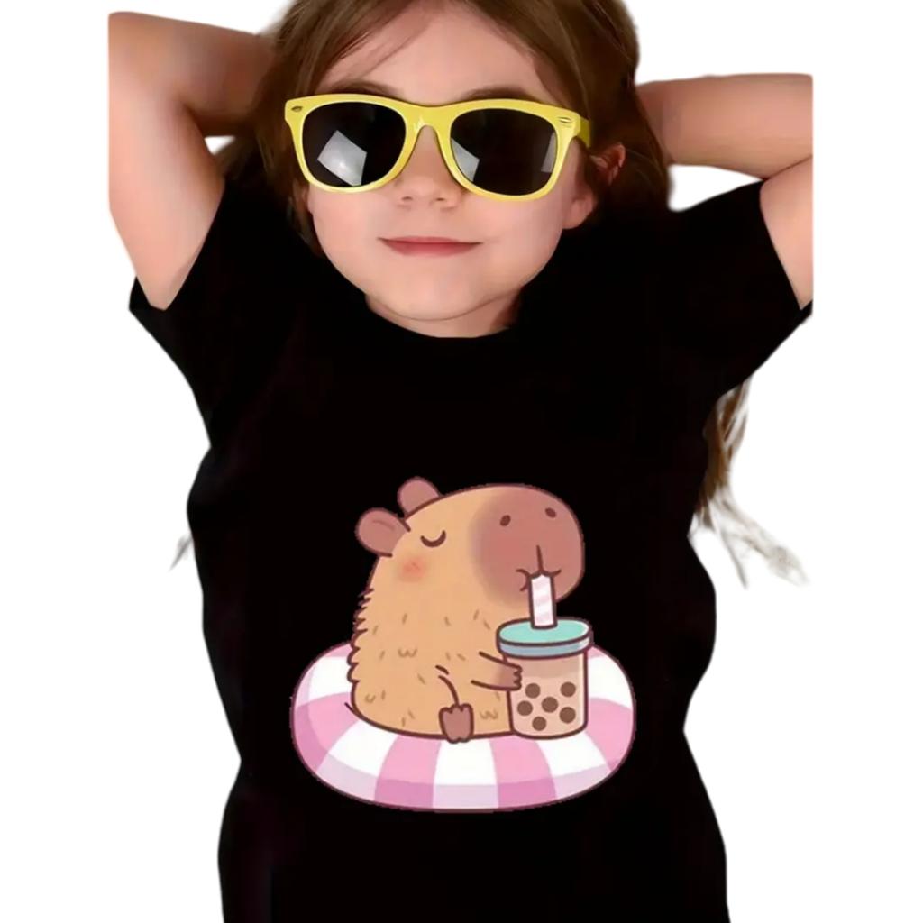 New T-Shirt for Girls Cartoon Tops Short Sleeve Top Girls Clothes 5 To 6 Years Boys Tshirt Tees Fashion Kawaii Children T-Shirt