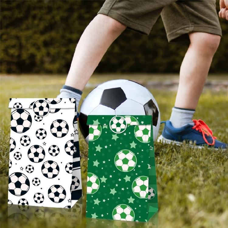 Athletic Event Gift Wrapping Kits Kraft Paper Bags and Soccer Field Designs Stickers Handmade Party Supplies