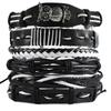 1 Mode-Armband Wikinger-Armband Für Männer Handgelenk-Armbänder Geflochtenes Totenkopf-Hand-Schmuckstück Verstellbares Leder-Set-Armband Für Leder