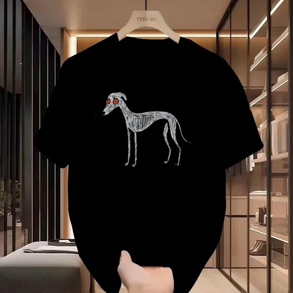 Szkic Chart Greyhound Graficzny Nadruk Okrągły Dekolt T-shirt Codzienny Krótki Rękaw Pół Rękawa Rozciągliwy Amerykański Streetwear Unisex Unisex Topy