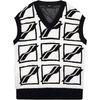 We11done Ss22 Logo Geometric Pattern Full Knit V-Neck Vest Unisex vests White WD-KV1-22-652-U-IV
