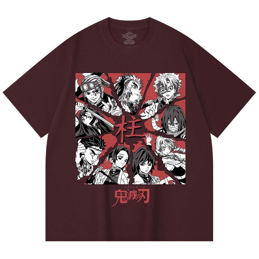 

230 Gsm 100% Cotton Demon Slayer V81 Hashiras Print Unisex Heavy Cotton T Shirt 2XL