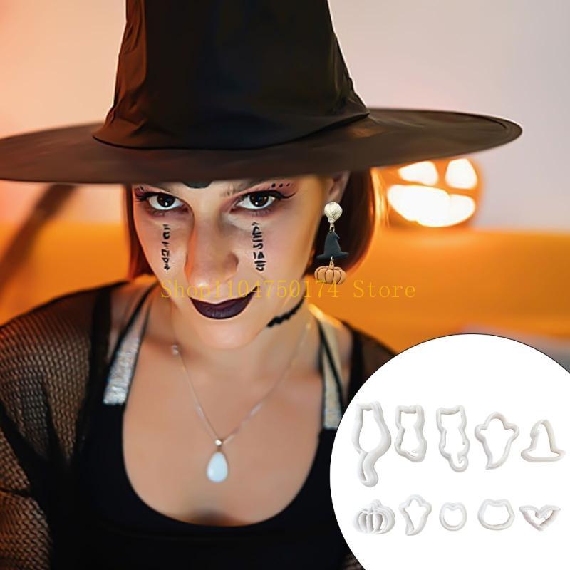 10 st Halloween-serie Lerskärare Keramikverktyg Fladdermus Lerskärformar Pungpumpor Lerearborre för Smyckestillverkning toppförsäljning