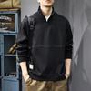 2025 Autumn Men's Retro Patchwork Half-Zip Stand-Up Collar Heavyweight Loose Long-Sleeve POLO Shirt
