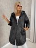 Women's Longline Herringbone Cotton Coat with Hood for Fall Winter Casual Wear