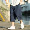 Summer Thin Cotton Linen Men's Loose Fit Seven-Foot Pants Wide Leg Casual Shorts Comfortable Breathable Lightweight Trousers